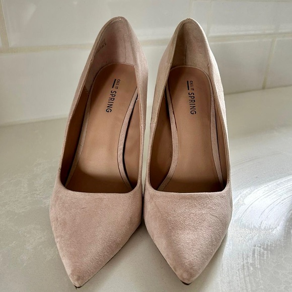 Call It Spring Nude/Blush Suede Heels - Picture 2 of 5